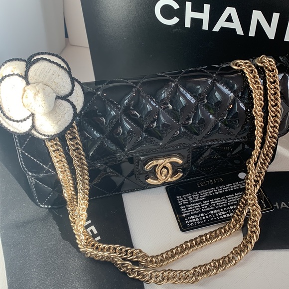 Rare🖤 CHANEL Evening Star East West Glitter Leather Bijoux Soft Gold Quilted Bag - Picture 4 of 16